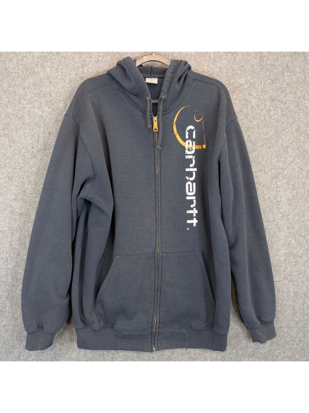 Carhartt Mens XL Full Zip Hoodie Navy Blue Hooded Sweatshirt Outdoor Workwear